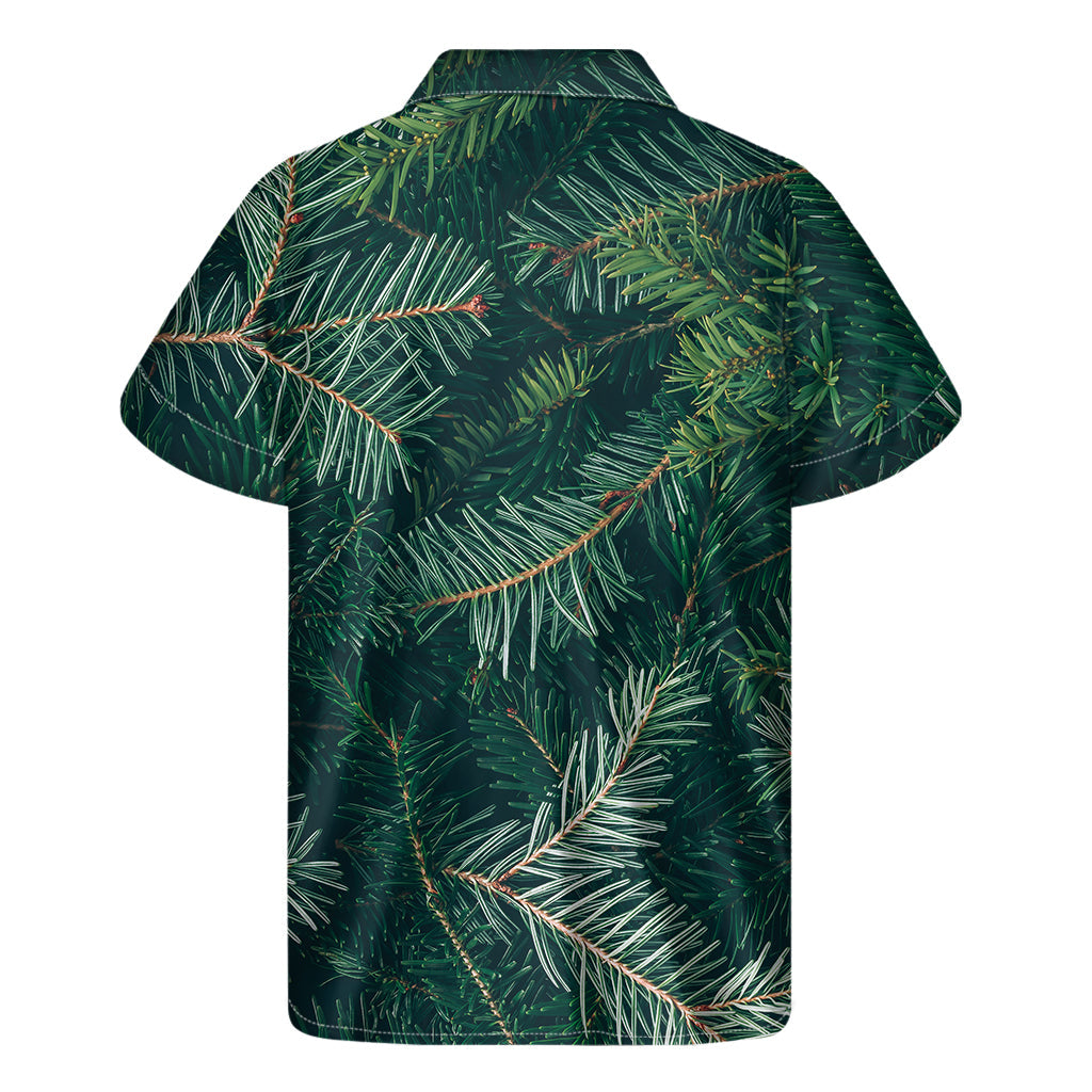 Hawaiian Holiday Vibes: Christmas Tree Print Men&#39;s Short Sleeve Shirt - 2