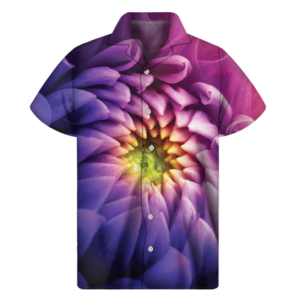 Tropical Vibes: Chrysanthemum Flower Print Hawaiian Short Sleeve Shirt - 1