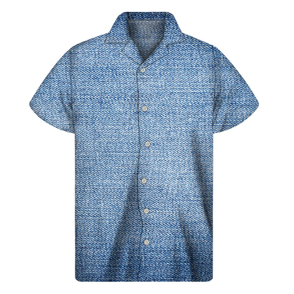 Island Vibes: Hawaiian Short Sleeve Shirt with Classic Blue Denim Jeans Print - 1