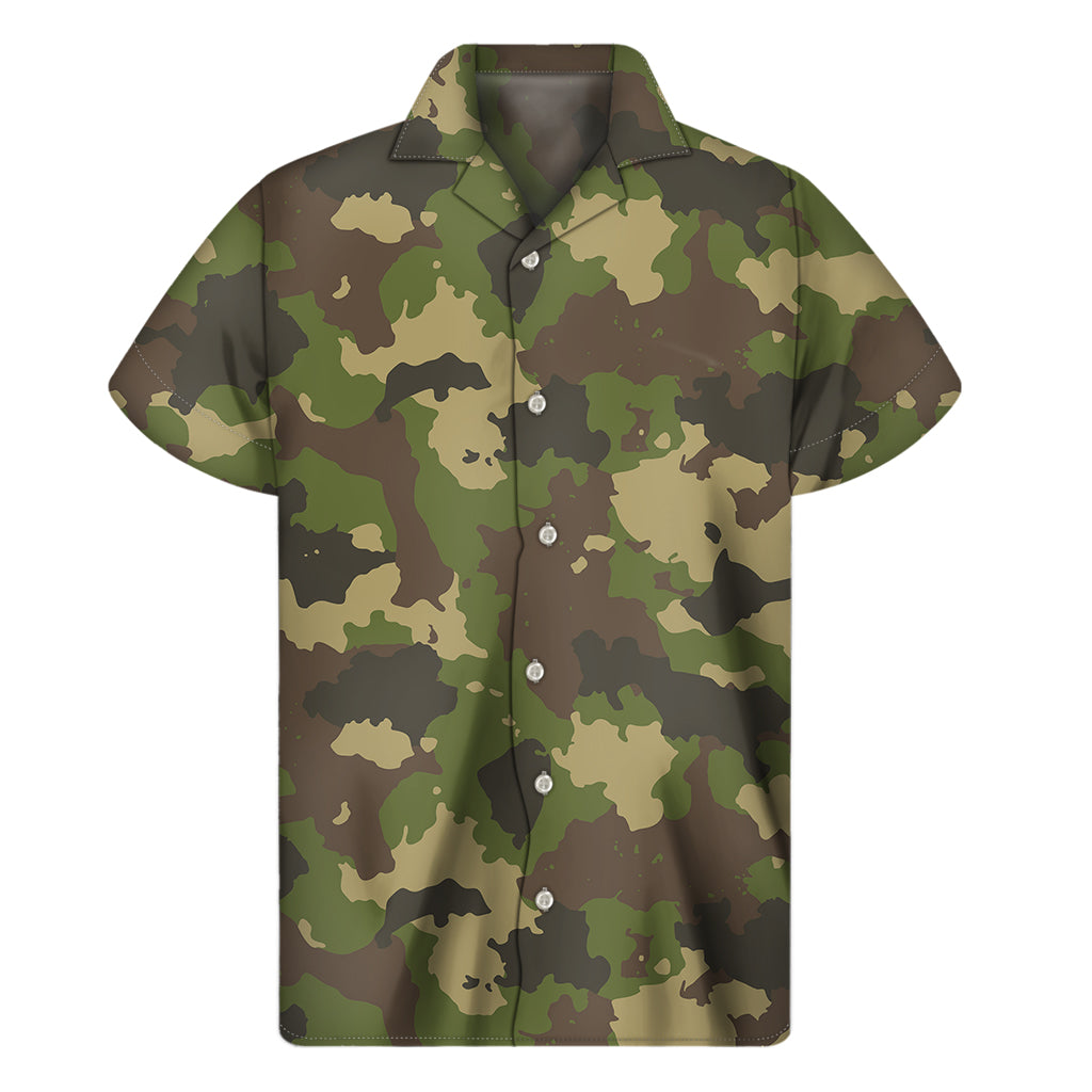 Tropical Vibes: Classic Green Camouflage Hawaiian Shirt - 1