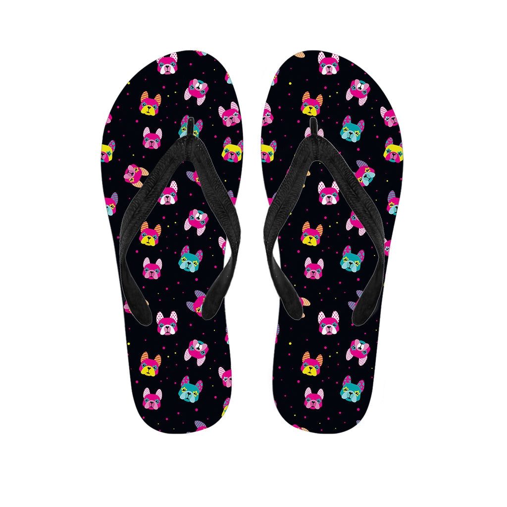 Beach Chic: Colorful French Bulldog Print Hawaiian Flip Flops - 1