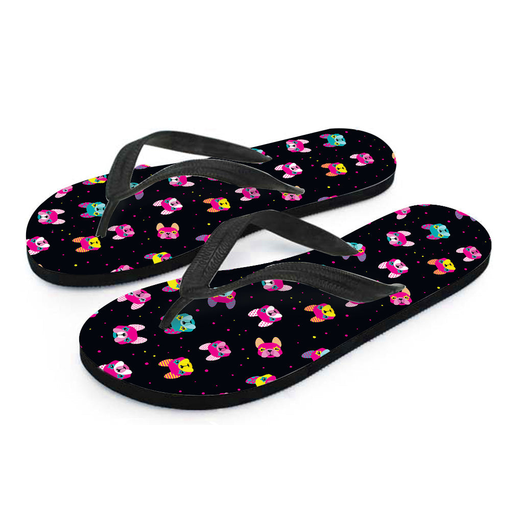 Beach Chic: Colorful French Bulldog Print Hawaiian Flip Flops - 2