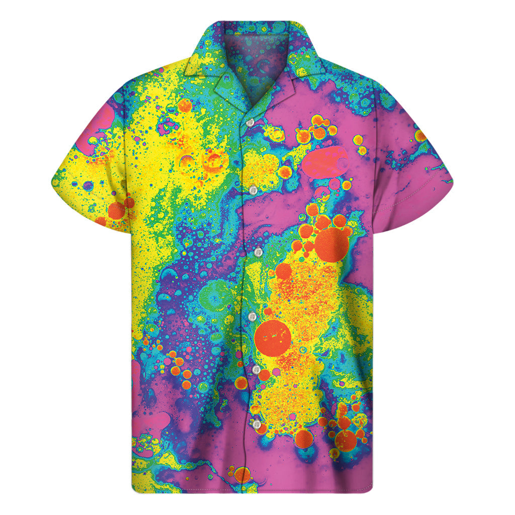 Vibrant Hawaiian Vacation Shirt: Colorful Acid Melt Print Men's Short Sleeve Aloha Shirt - 1