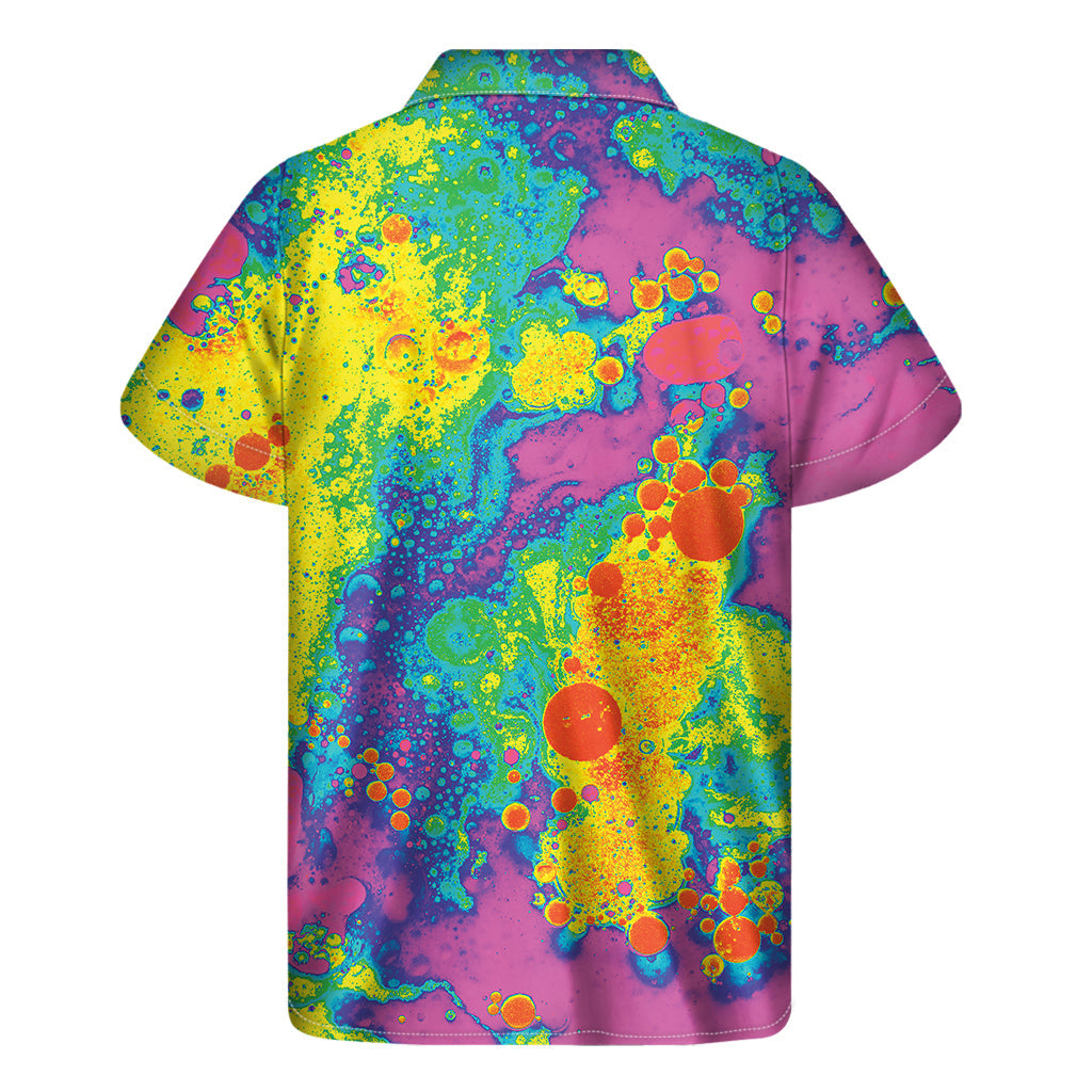 Vibrant Hawaiian Vacation Shirt: Colorful Acid Melt Print Men's Short Sleeve Aloha Shirt - 1