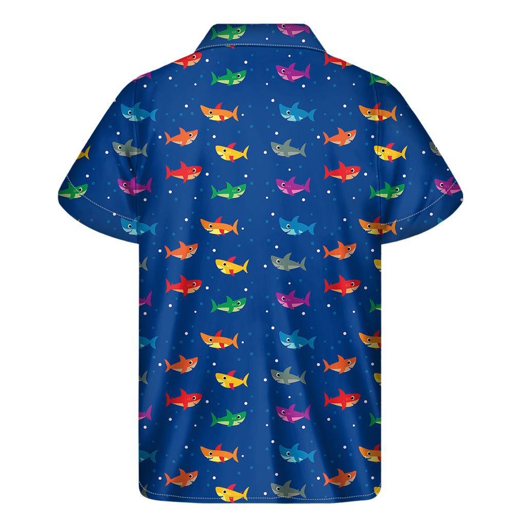 Colorful Hawaiian Shark Print Short Sleeve Shirt for Men - 1