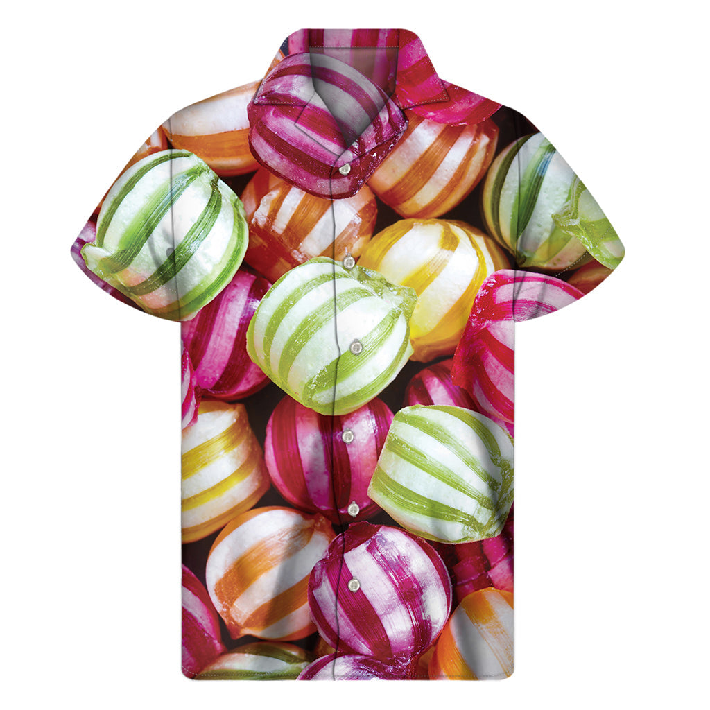 Colorful Candy Ball Print Hawaiian Short Sleeve Shirt - 1