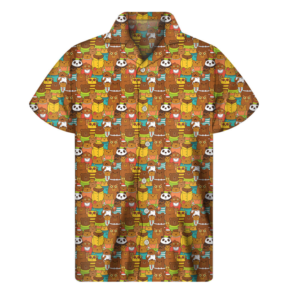 Colorful Hawaiian Baby Bear Print Short Sleeve Shirt - 1