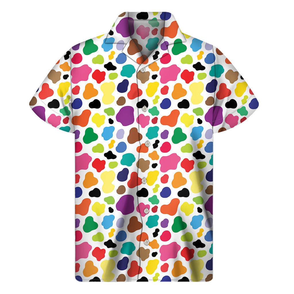 Vibrant Cow Print Hawaiian Short Sleeve Shirt - 1