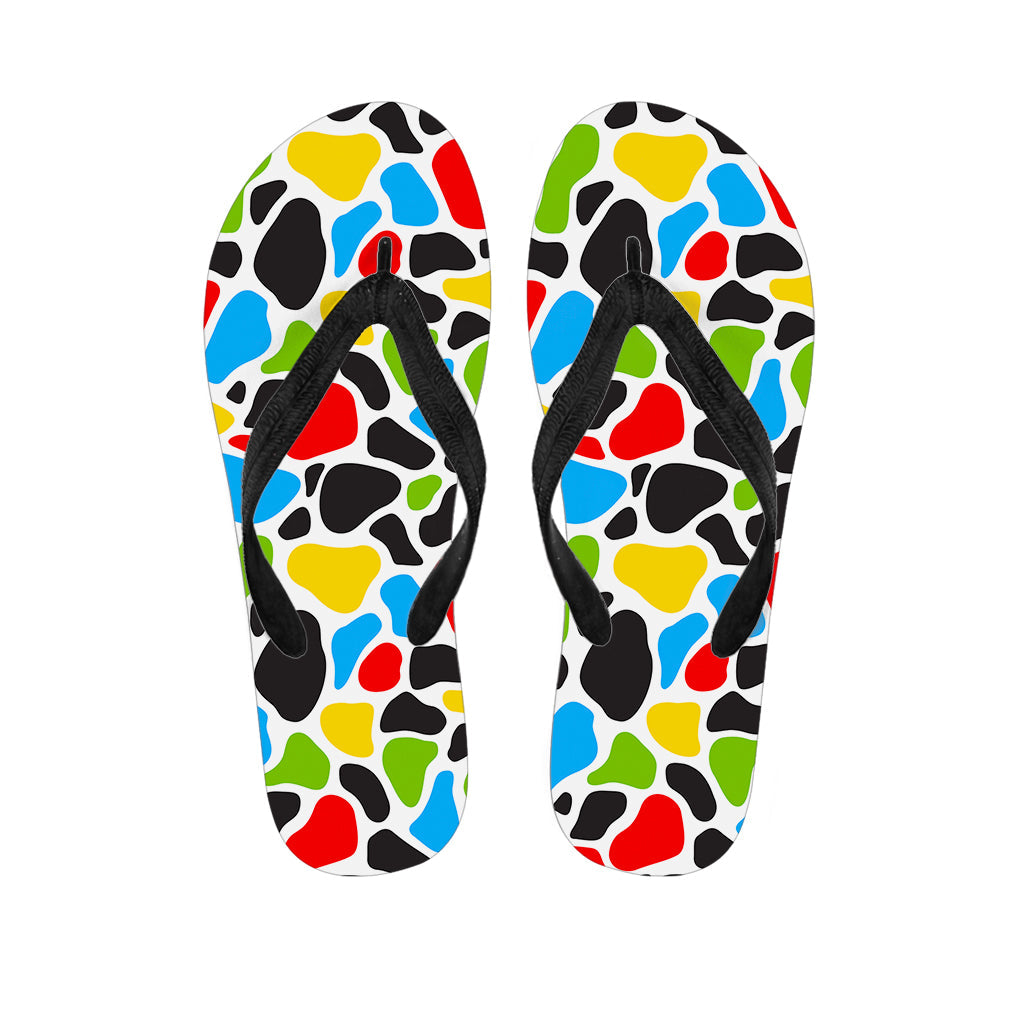 Beach Chic: Colorful Cow Print Hawaiian Flip Flops - 1