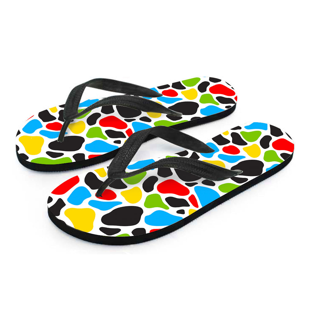 Beach Chic: Colorful Cow Print Hawaiian Flip Flops - 1