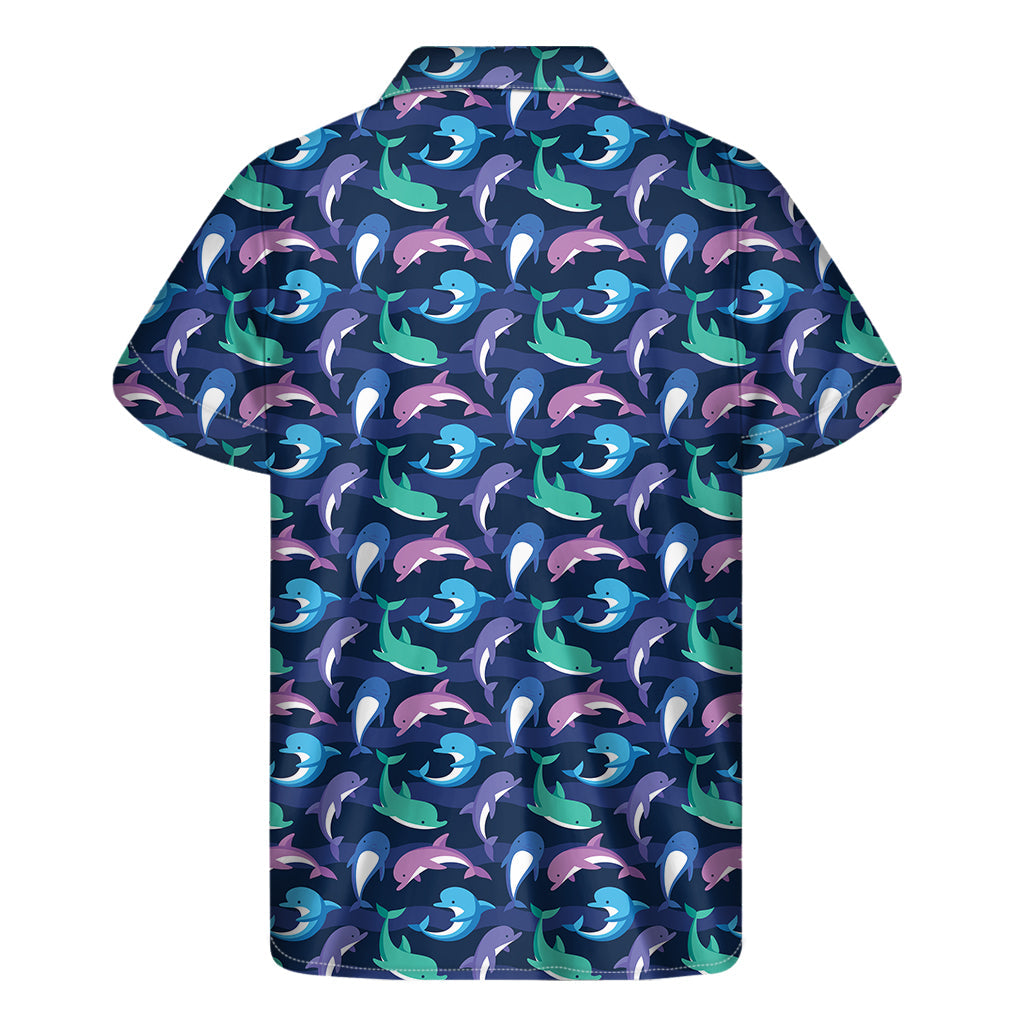 Colorful Dolphin Aloha: Hawaiian Short Sleeve Shirt - 2