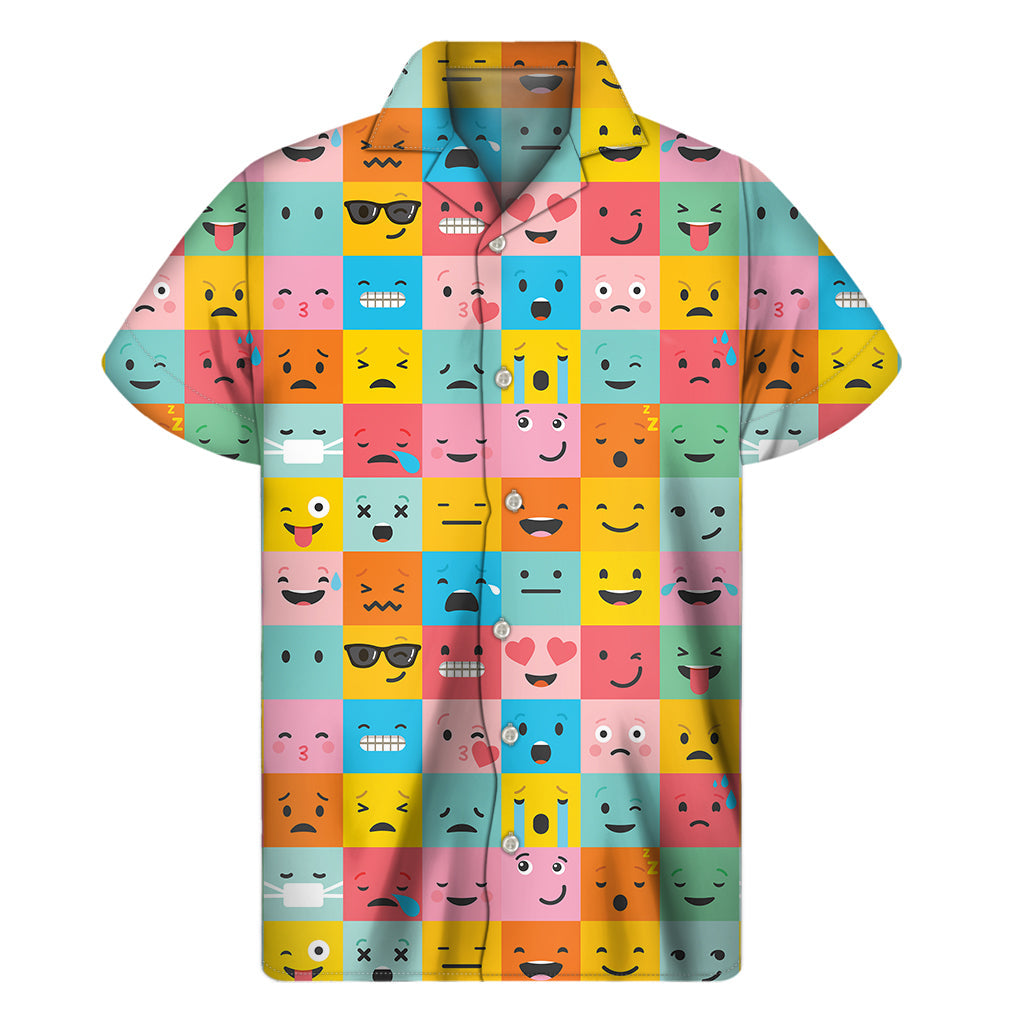 Tropical Vibes: Colorful Emoji Pattern Hawaiian Shirt - 1