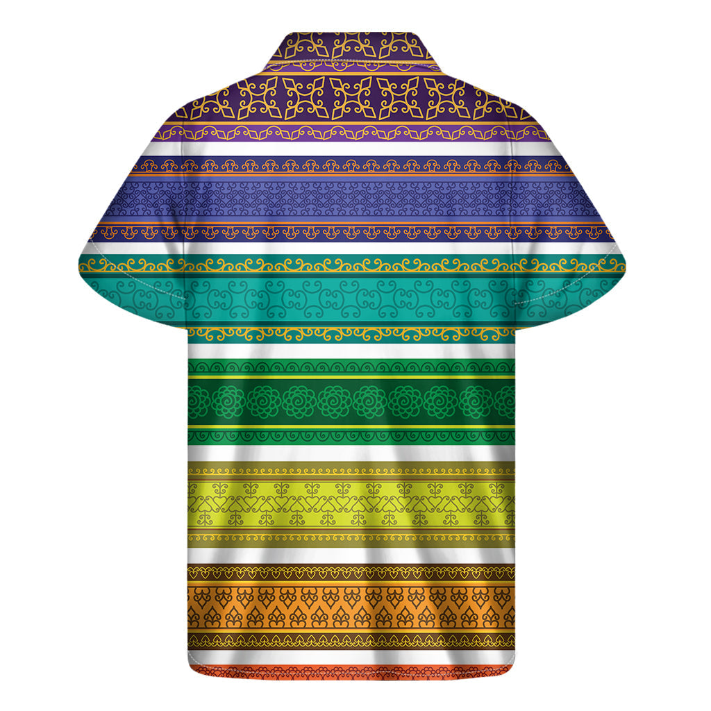 Tropical Vibes: Colorful Ethnic Pattern Hawaiian Short Sleeve Shirt - 2