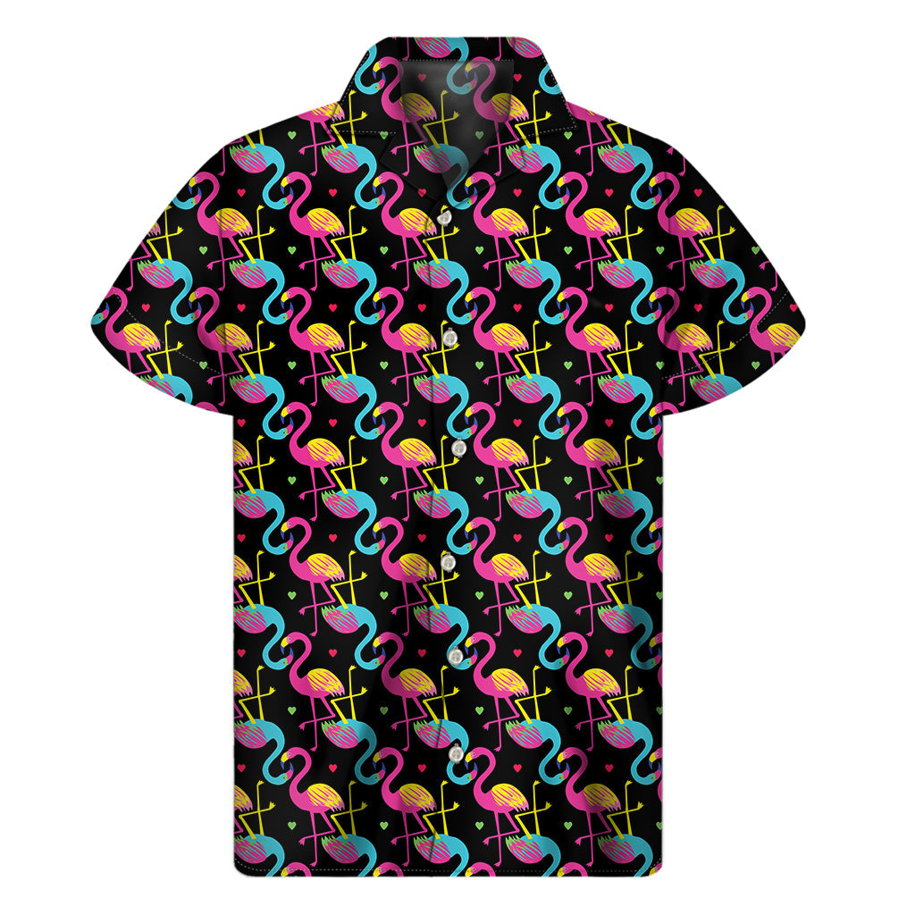 Tropical Flamingo Bliss: Men&#39;s Hawaiian Short Sleeve Shirt - 1