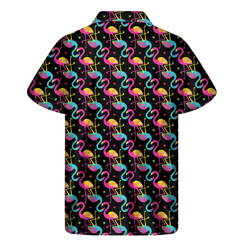 Tropical Flamingo Bliss: Men&#39;s Hawaiian Short Sleeve Shirt - 2