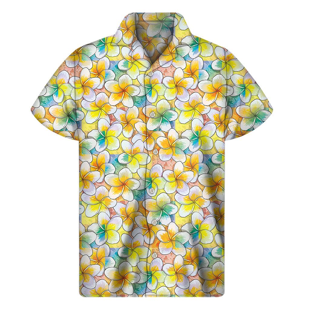 Island Vibes: Men's Colorful Frangipani Hawaiian Shirt - 1