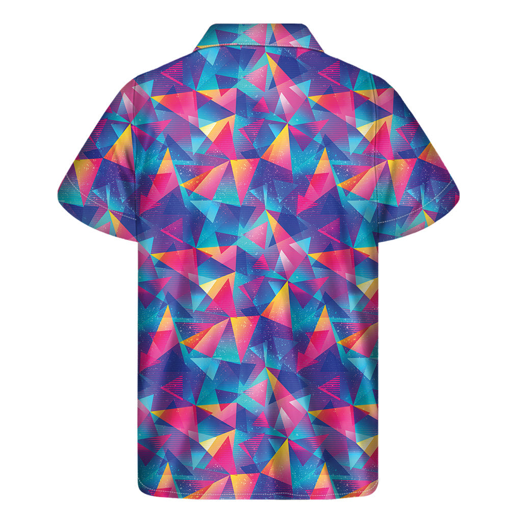 Island Vibes: Colorful Geometric Mosaic Print Hawaiian Short Sleeve Shirt - 2