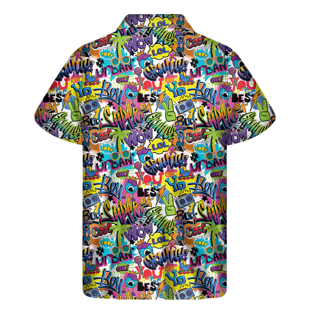 Island Vibes: Colorful Graffiti Pattern Hawaiian Short Sleeve Shirt - 2