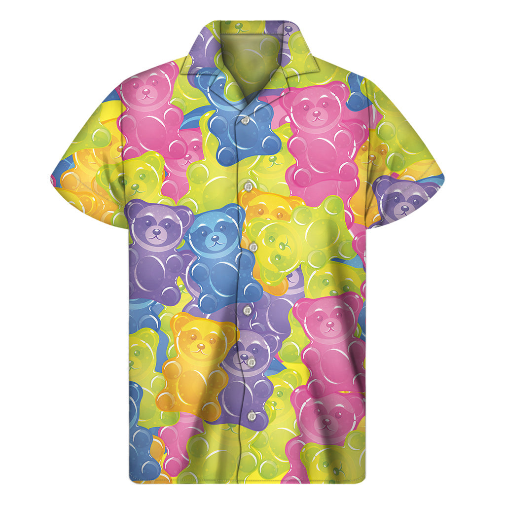 Colorful Gummy Bear Men's Hawaiian Short Sleeve Shirt - 1