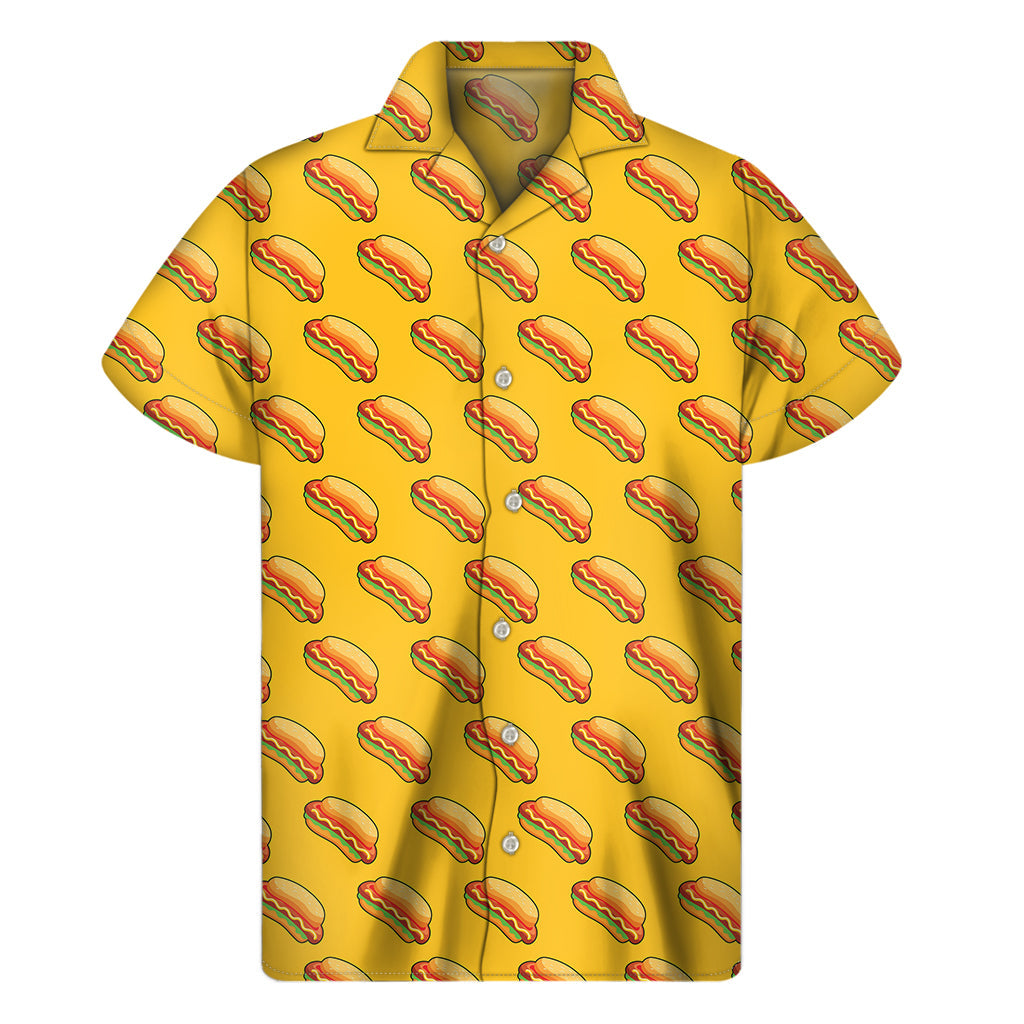 Hot Dog Hawaiian Delight: Men's Colorful Short Sleeve Shirt - 1