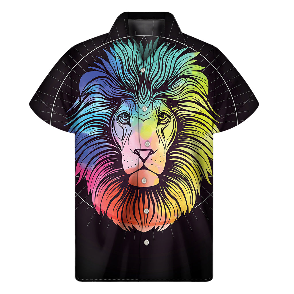 Colorful Leo Sign Print Hawaiian Short Sleeve Shirt for Men - 1