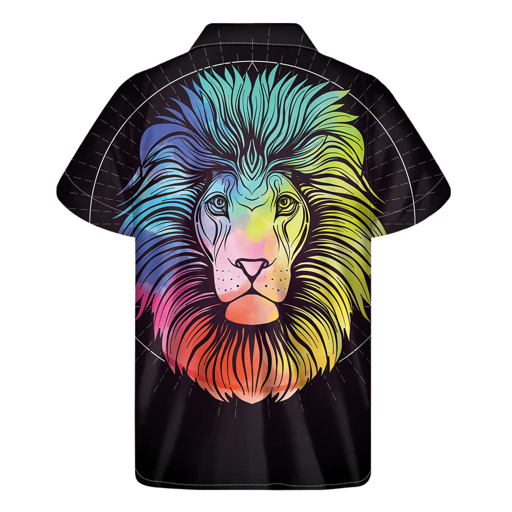 Colorful Leo Sign Print Hawaiian Short Sleeve Shirt for Men - 1