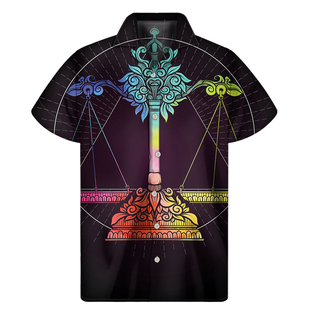 Colorful Libra Sign Hawaiian Short Sleeve Shirt - 1