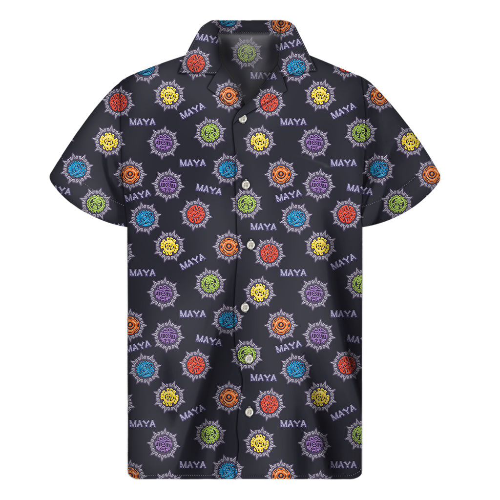 Vibrant Maya Pattern Hawaiian Outfit: Short Sleeve Shirt - 1