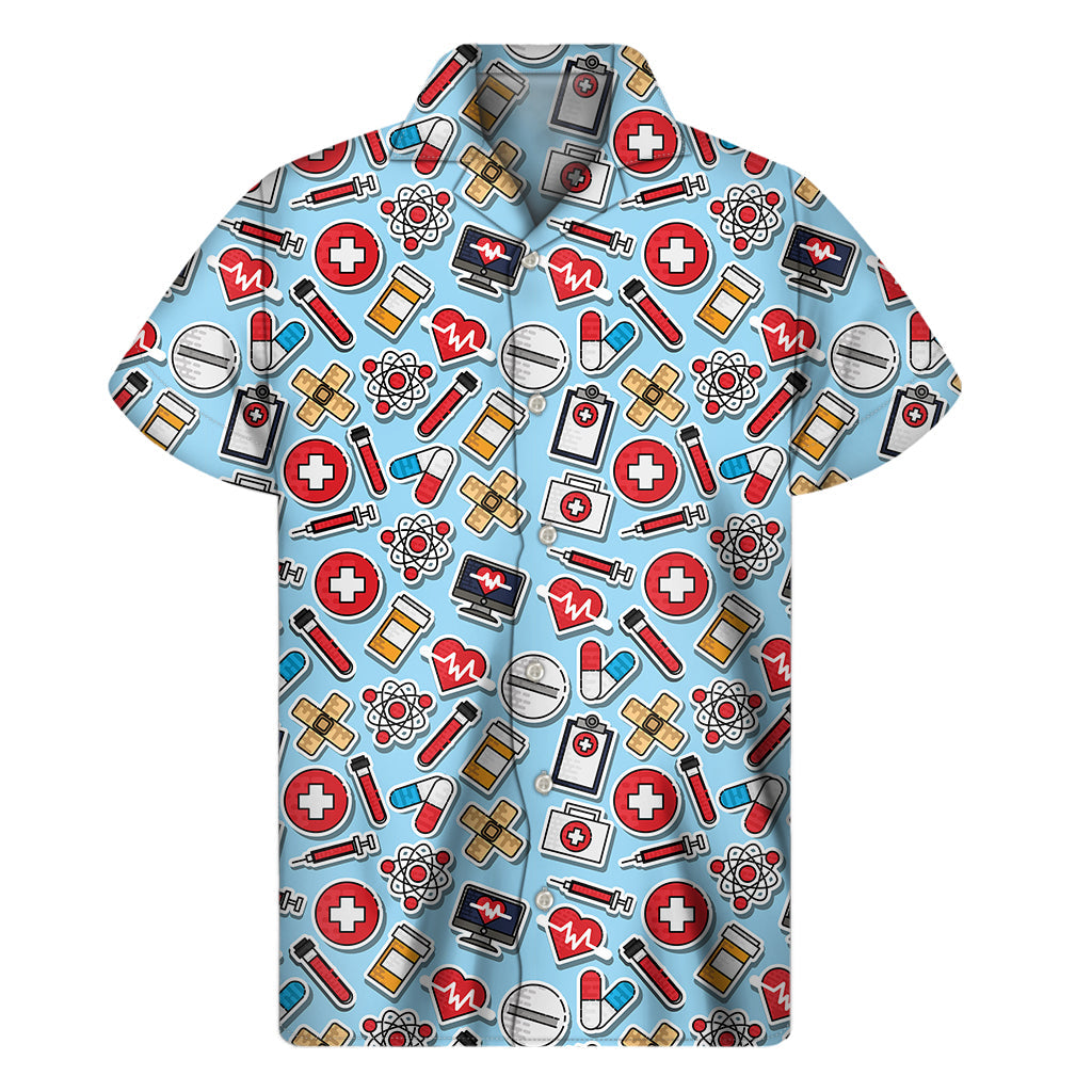 Tropical Vibes: Colorful Medical Pattern Hawaiian Short Sleeve Shirt - 1