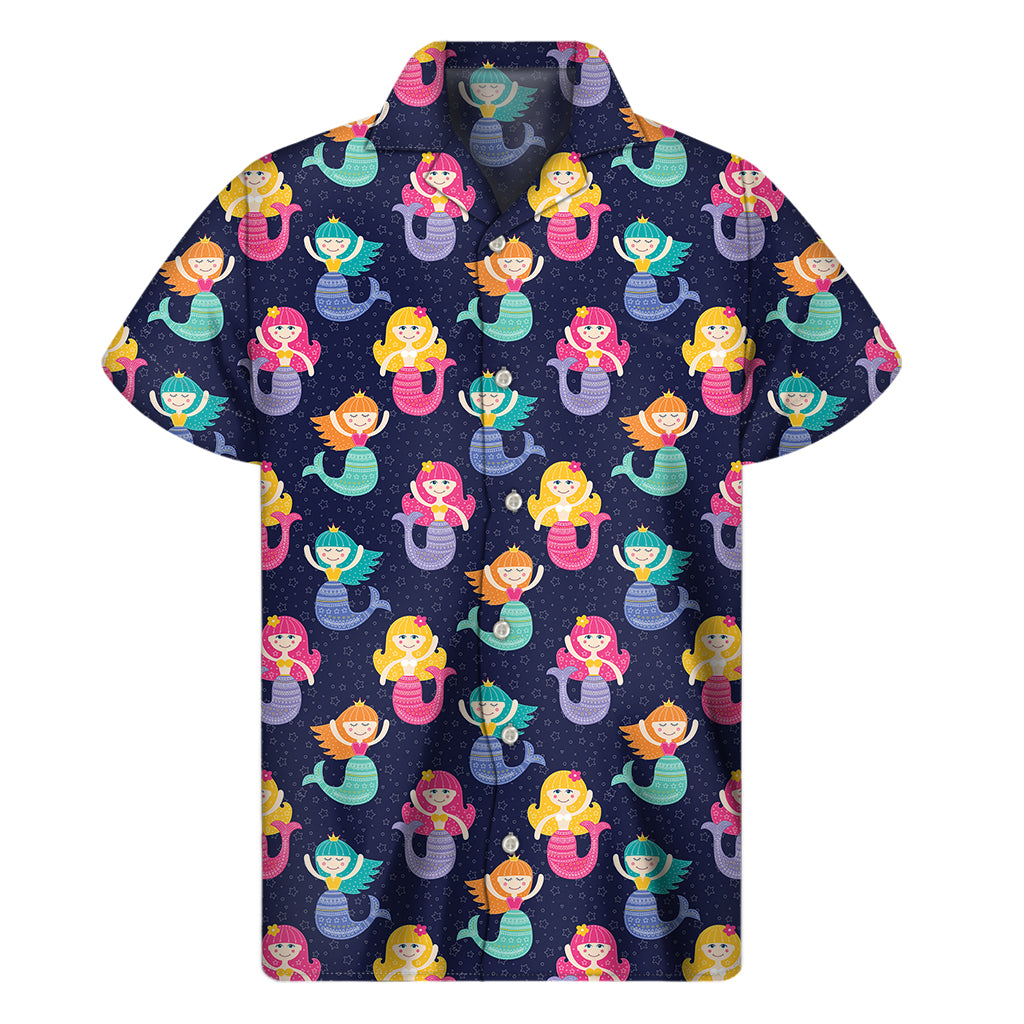 Colorful Mermaid Pattern Hawaiian Short Sleeve Shirt - 1