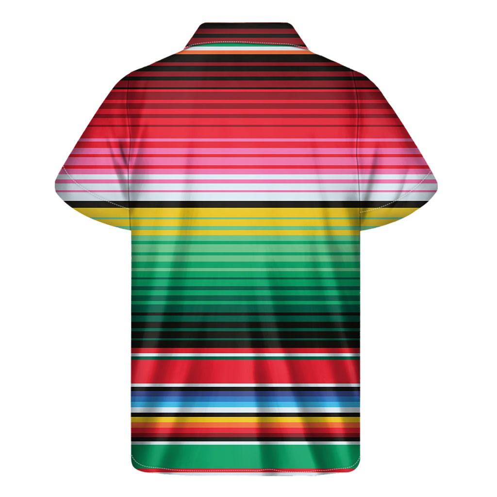 Tropical Vibes: Hawaiian Short Sleeve Shirt Inspired by Mexican Serape Stripe Print - 2