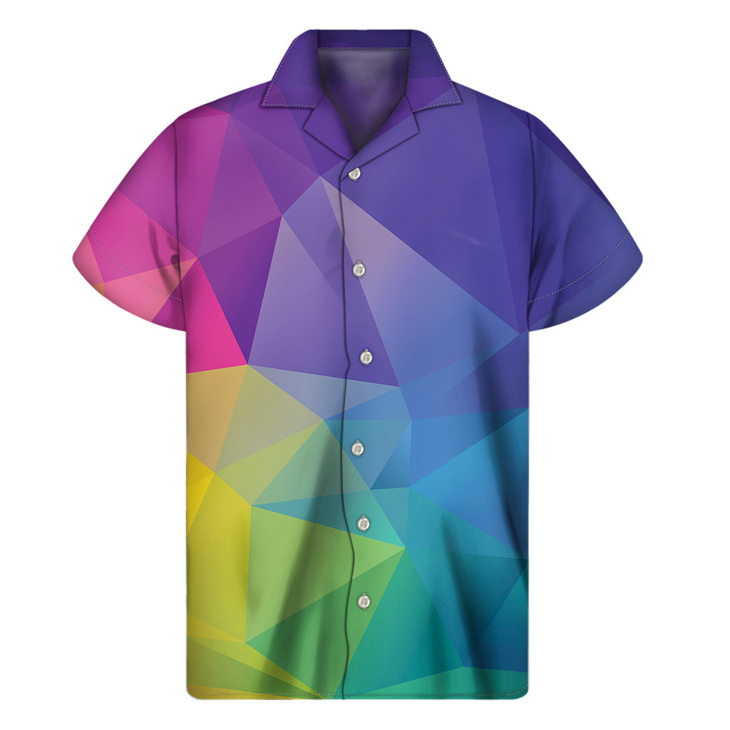 Tropical Vibes: Hawaiian Short Sleeve Shirt with Colorful Geometric Print - 1