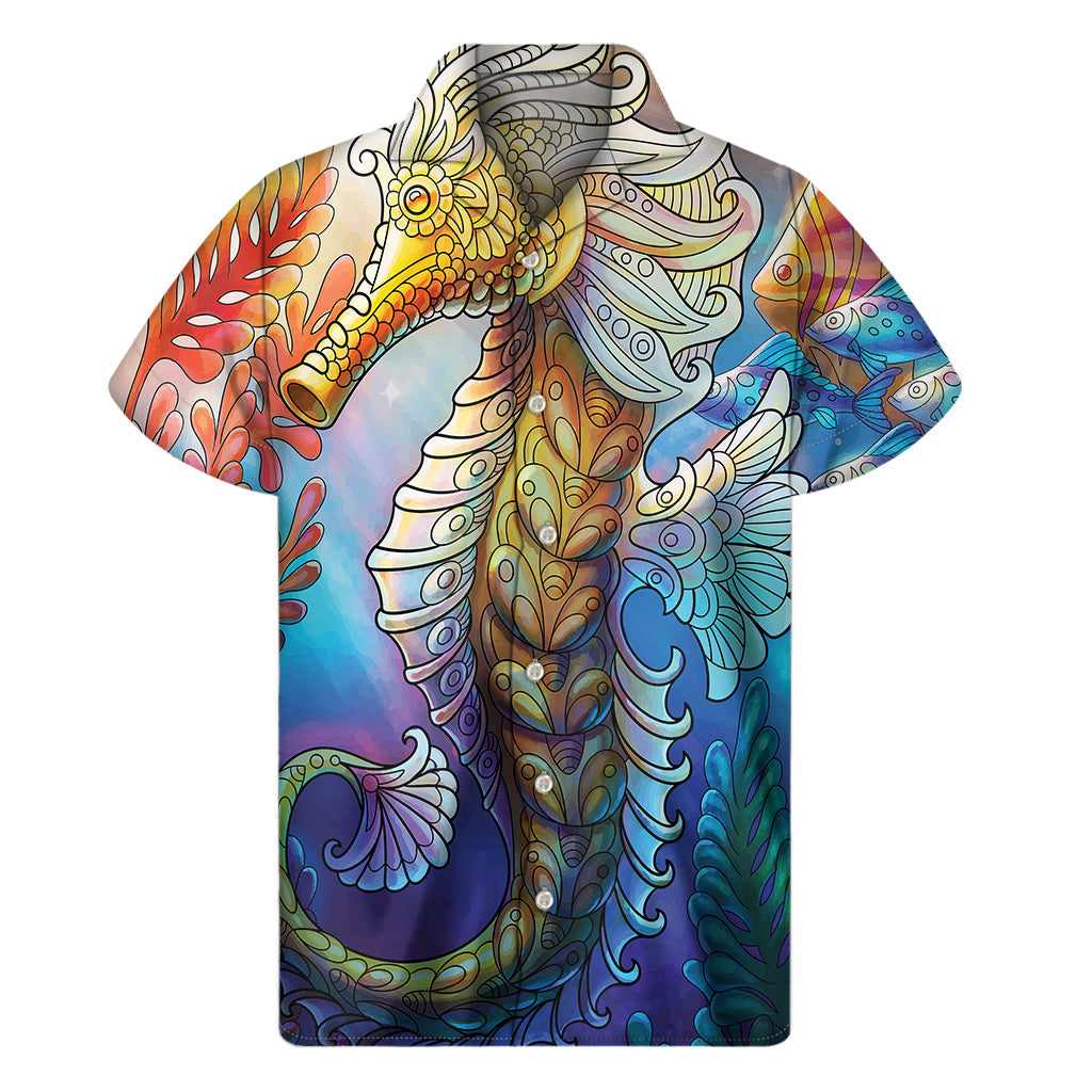 Colorful Seahorse Print Hawaiian Short Sleeve Shirt - Embrace Aloha Style! - 1