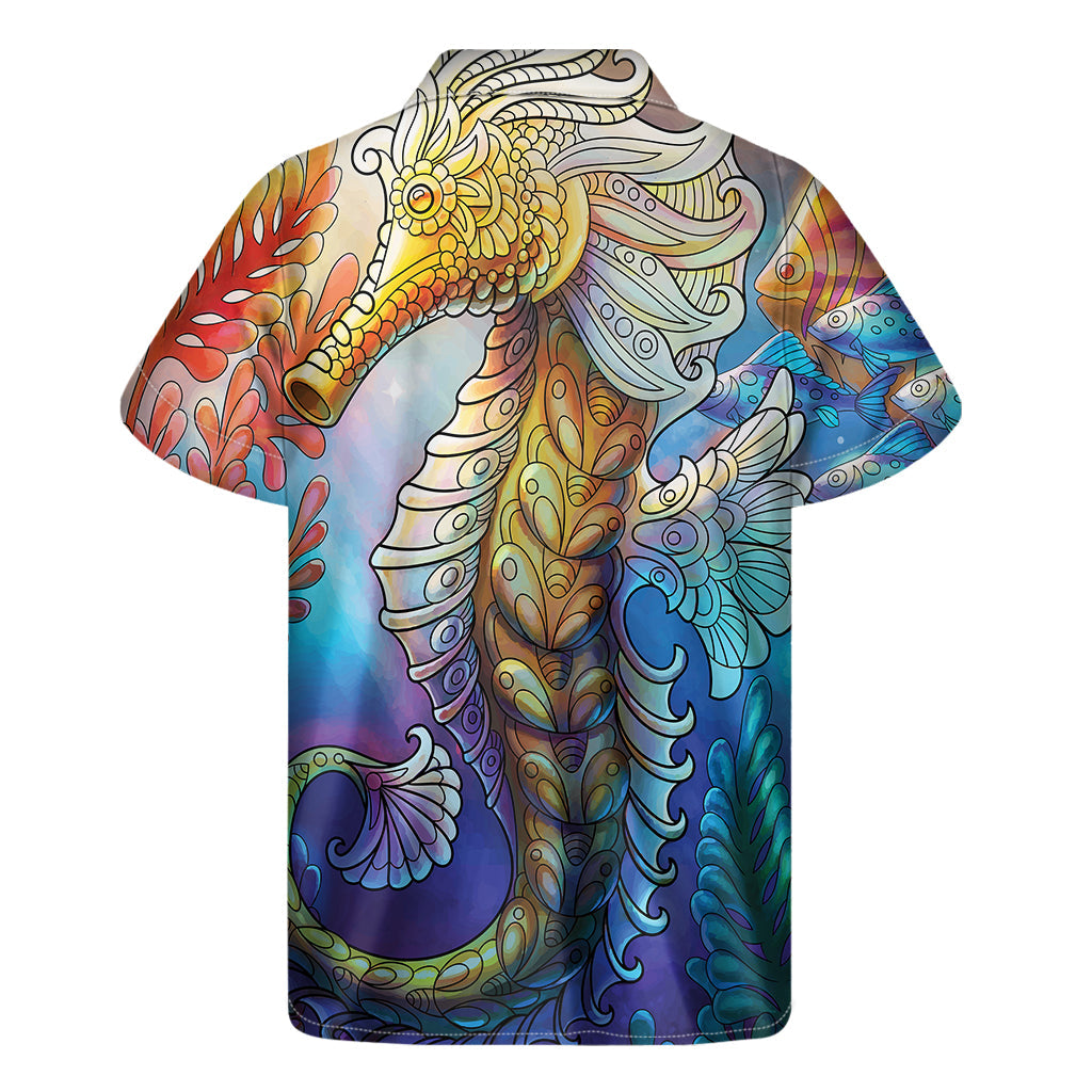 Colorful Seahorse Print Hawaiian Short Sleeve Shirt - Embrace Aloha Style! - 1