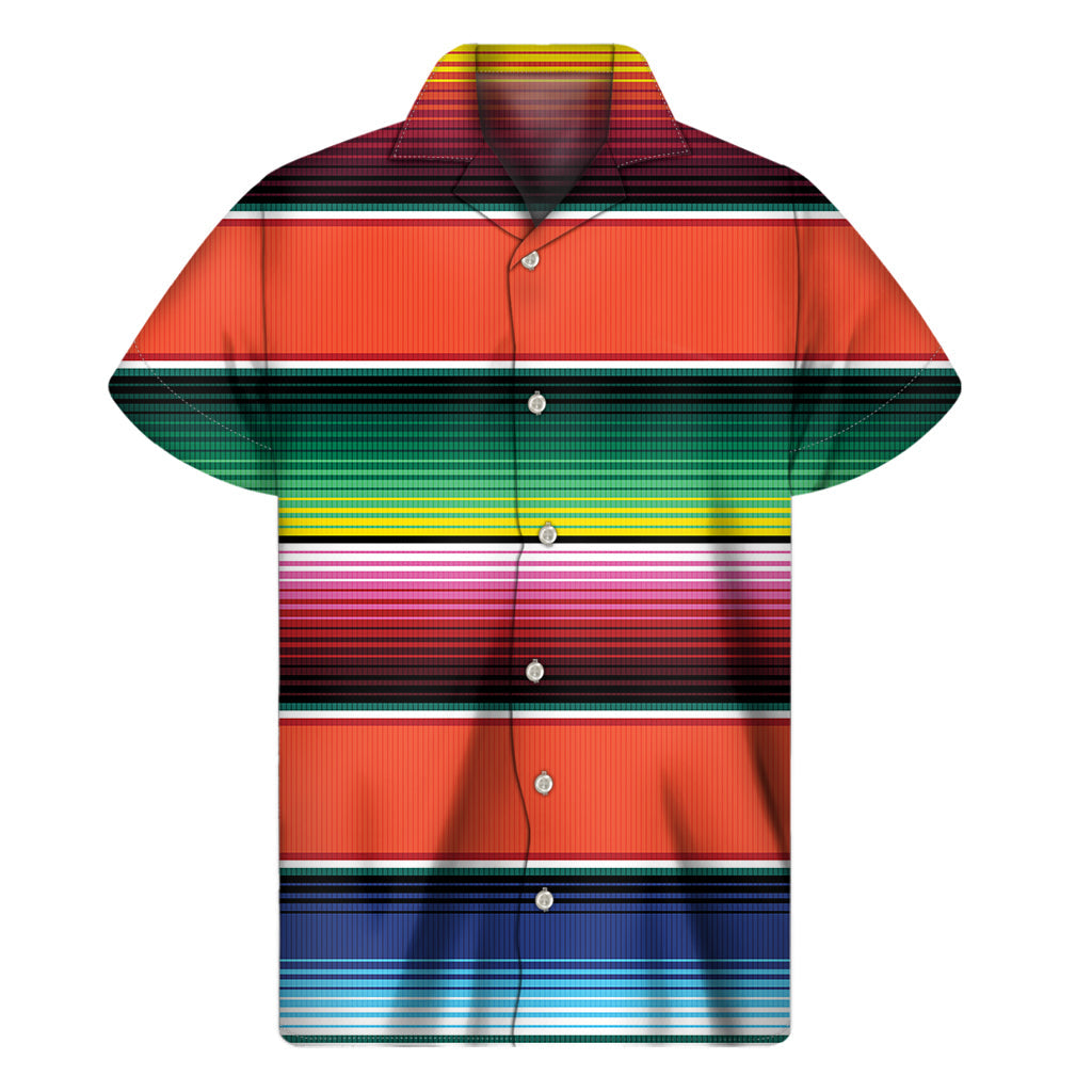 Island Vibe: Colorful Serape Blanket Hawaiian Short Sleeve Shirt - 1