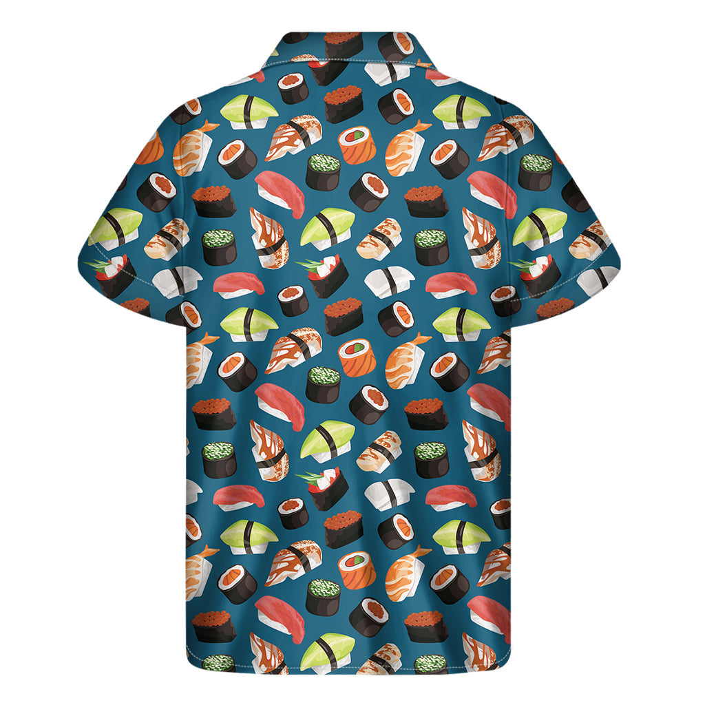 Vibrant Hawaiian Vibes: Men's Colorful Sushi Pattern Short Sleeve Shirt - 1