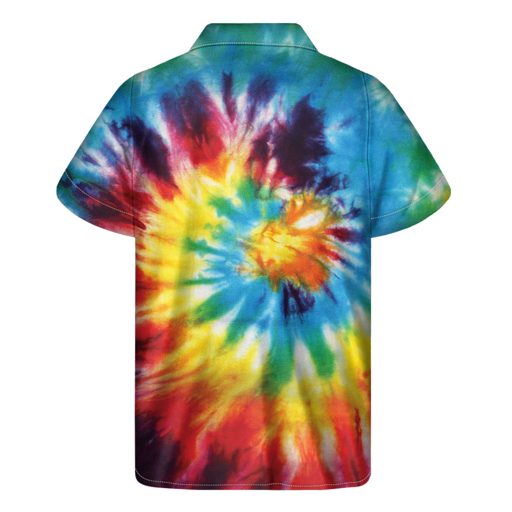 Island Vibes: Colorful Tie-Dye Print Hawaiian Short Sleeve Shirt - 2