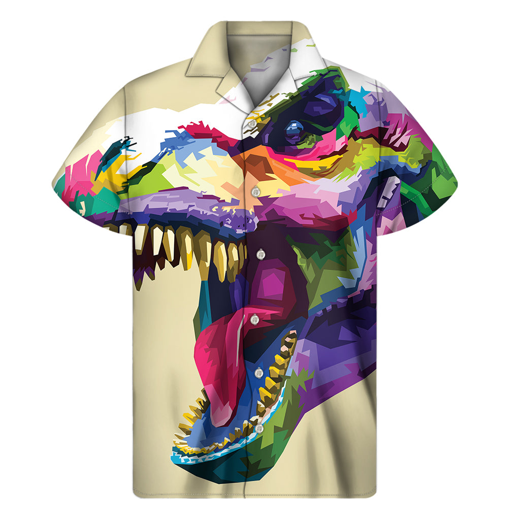 Tropical T-Rex: Men&#39;s Hawaiian Short Sleeve Shirt - 1