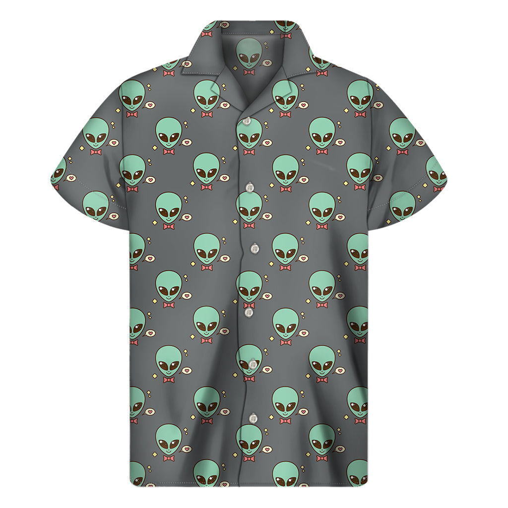 Alien Aloha: Hawaiian Short Sleeve Shirt with a Bow Tie Print - 1