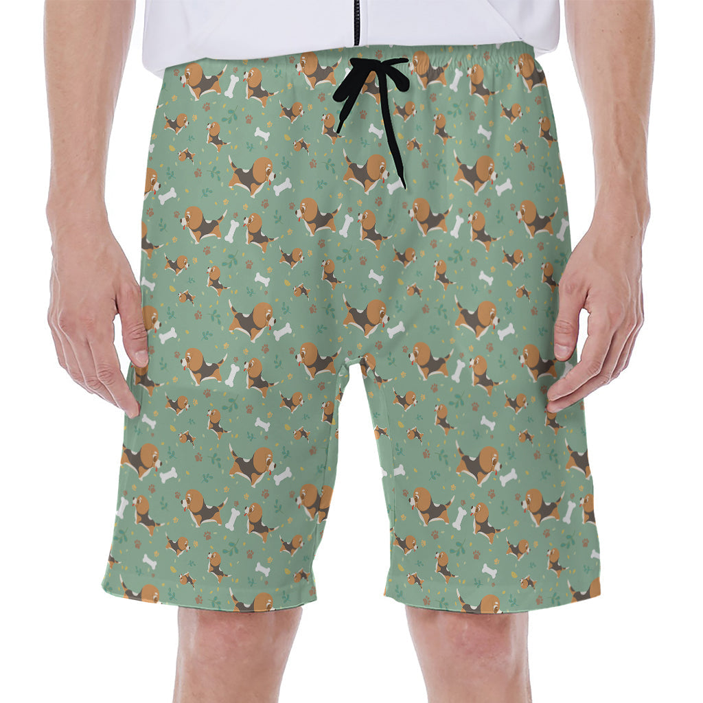 Beach-Ready in Paradise: Hawaiian Men's Shorts with Cute Beagle Puppy Pattern - 1