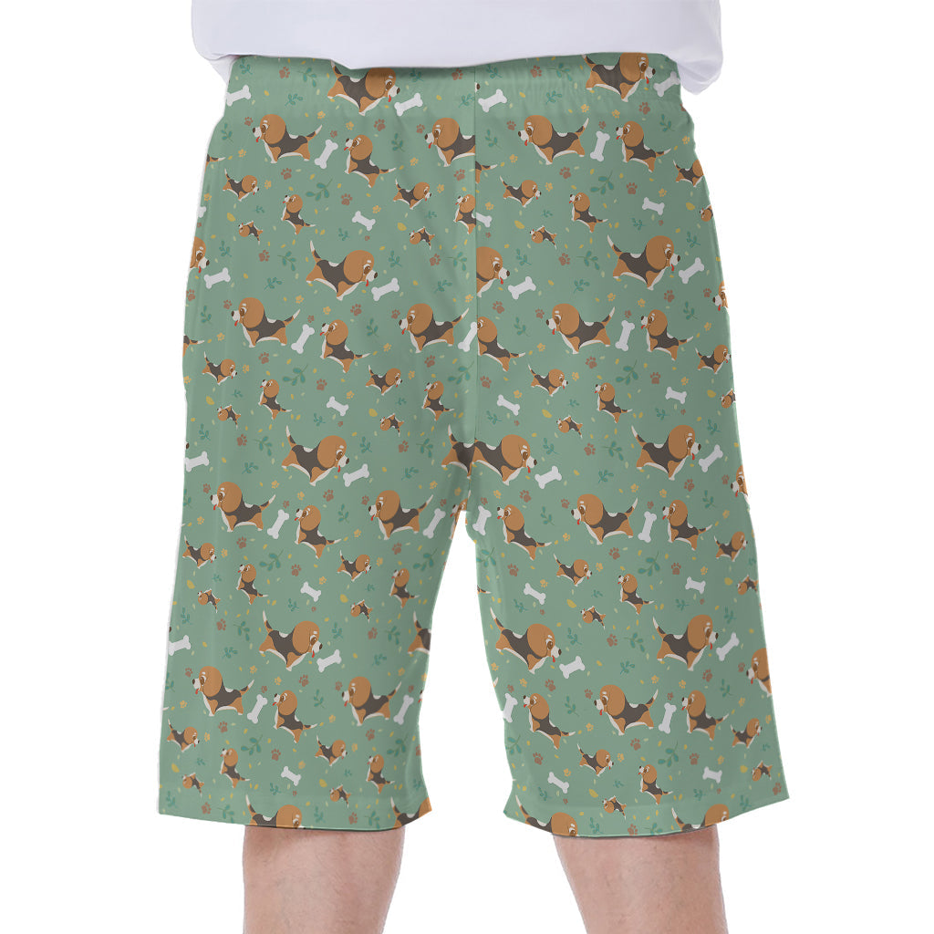 Beach-Ready in Paradise: Hawaiian Men's Shorts with Cute Beagle Puppy Pattern - 1