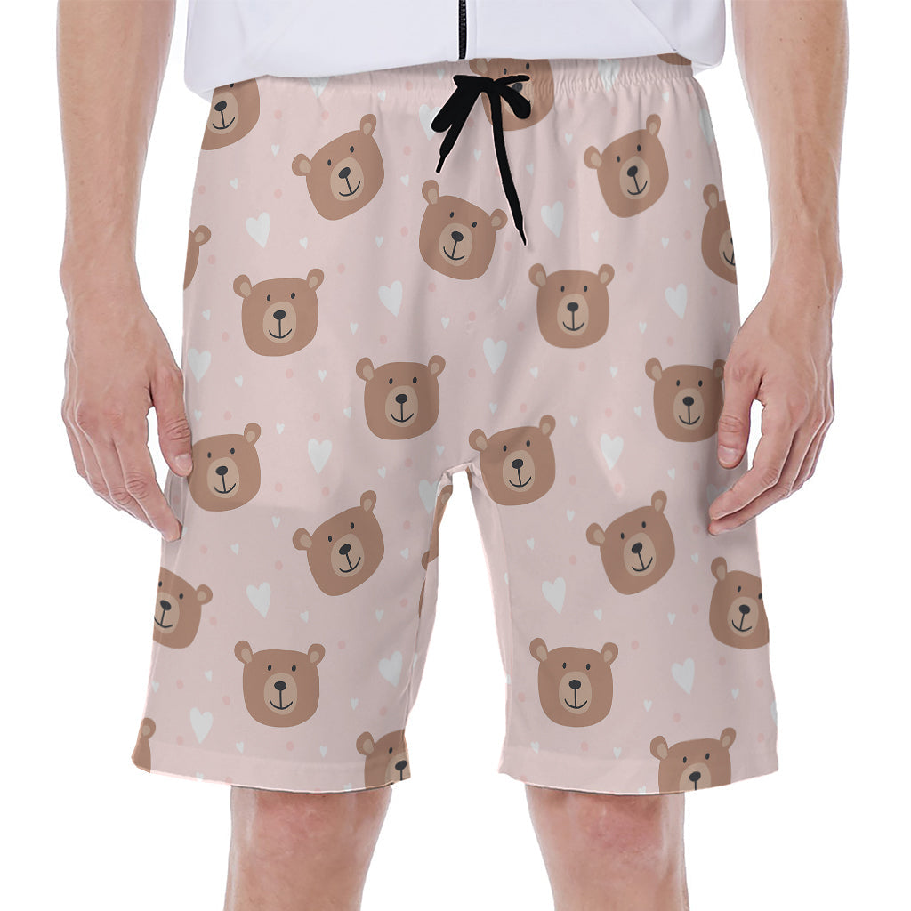 Bear-y Stylish: Hawaiian Men&#39;s Beach Shorts with Cute Brown Bear Pattern - 1