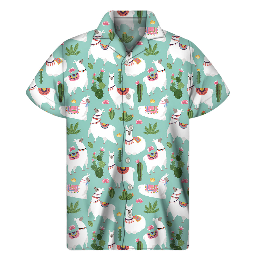 Ali&#39;i Aloha: Hawaiian Cactus and Llama Print Short Sleeve Shirt - 1