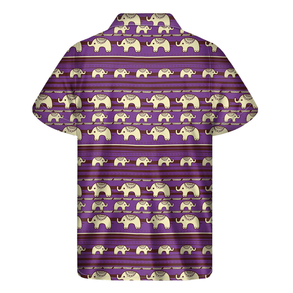 Artistic Elephant Print Hawaiian Short Sleeve Shirt - 1