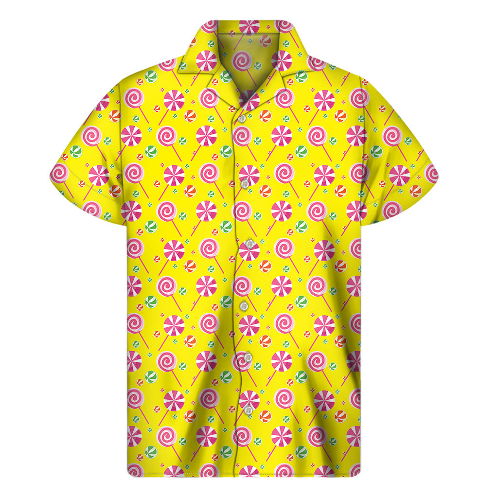 1. Fresh and Fun: Hawaiian Style Short Sleeve Shirt with Lollipop Pattern - 1