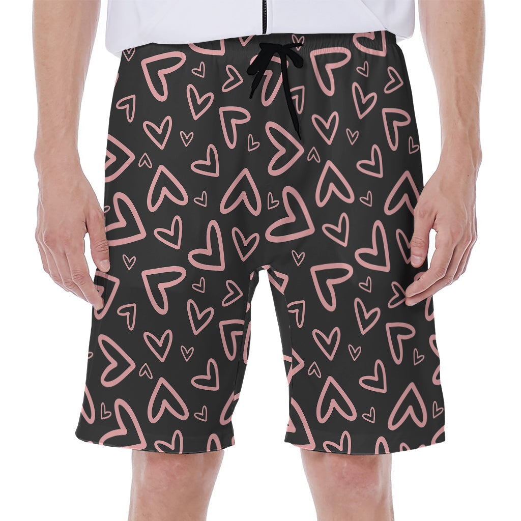 Beach-Ready in Pink: Hawaiian Men's Heart Print Shorts - 1