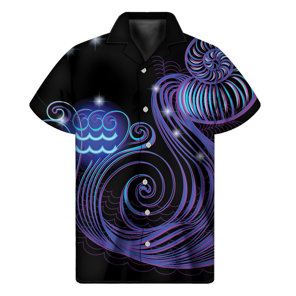 Aloha Vibes: Dark Aquarius Hawaiian Short Sleeve Shirt - 1