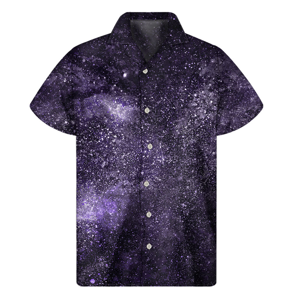 Dark Purple Galaxy Hawaiian Short Sleeve Shirt - 1