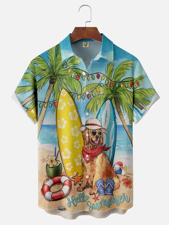 Beach Golden Retriever Hawaiian Shirt