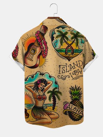 Beach Print Hawaiian Shirt for Casual Style